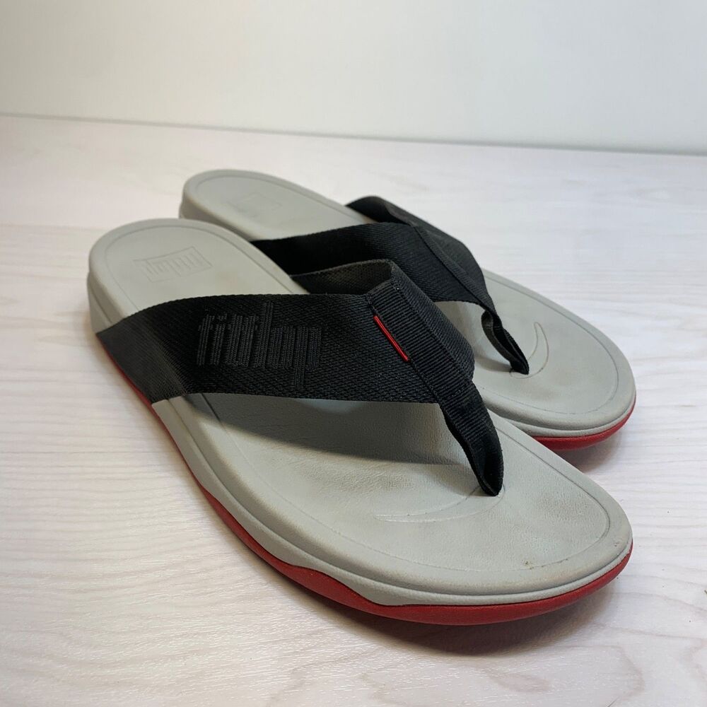 Fitflop Surfa Sandals Womens Size 11 Black‎ Strap Thong Flip Flop Slip On Shoes